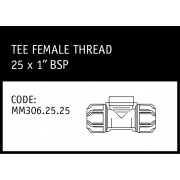 Marley Philmac Tee Female Thread 25 x 1 BSP - MM306.25.25